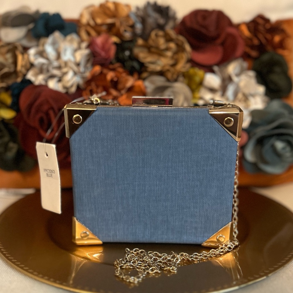 Light Denim & Gold Box Clutch